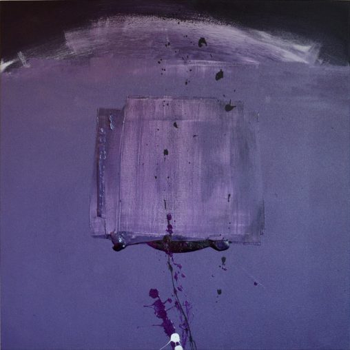 Translucent square in motion Painting purple colors mixed - AEQUUS painter Erica Hinyot art motion
